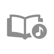 Audio book vector icon. Audiobook with music note symbol.