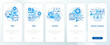 Factory organization systems blue onboarding mobile app screen. Walkthrough 5 steps editable graphic instructions with linear concepts. UI, UX, GUI template. Montserrat SemiBold, Regular fonts used