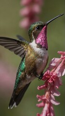 Wall Mural - hummingbird on a flower