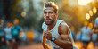 © Graphics.Parasite - Athletic Endeavor: Male Runner on Track with Stopwatch, Pursuit of Excellence