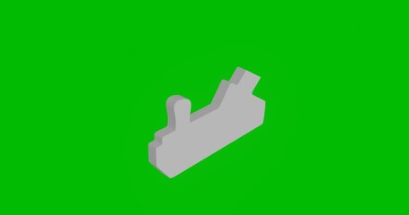 Poster - Animation of rotation of a white carpentry planer symbol with shadow. Simple and complex rotation. Seamless looped 4k animation on green chroma key background