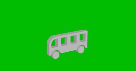 Poster - Animation of rotation of a white bus symbol with shadow. Simple and complex rotation. Seamless looped 4k animation on green chroma key background