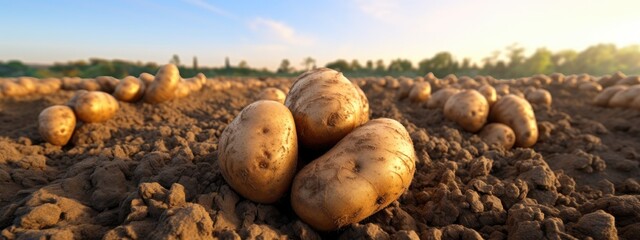 Wall Mural - Verdant potato plants in a field, a testament to farming and nature's cycle.