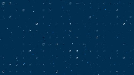 Poster - Template animation of evenly spaced distance learning symbols of different sizes and opacity. Animation of transparency and size. Seamless looped 4k animation on dark blue background with stars