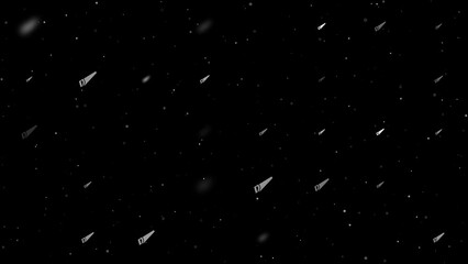 Poster - Template animation of evenly spaced hand saw symbols of different sizes and opacity. Animation of transparency and size. Seamless looped 4k animation on black background with stars