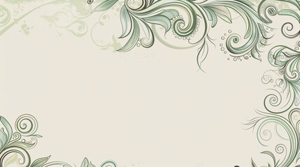 Subtle sage and gray retro swirls provide a serene, eco-inspired decorative border.