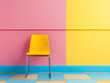 Colorful chair in front of colorful wall yellow concept