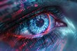 A conceptual exploration of the Binary alphabet as an integral part of a dynamic cyberpunk-inspired eye illustration