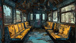 Abandoned train, illustration, cartoon hand-drawing style