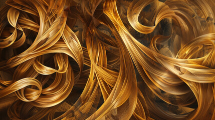 Wall Mural - Espresso and earth tones underpin golden swirls, a fluid abstract cascade.