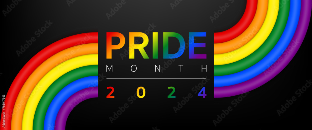3d Pride month background 2024 banner template, Logo LGBT, LGBTQ ...