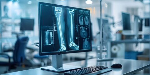Aufkleber - Medical X Ray Scan Image on Clinic Monitor Providing Diagnostic Insights for Fractured Bone Injuries