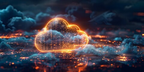 Poster - Digital Padlock Securing Cloud Storage Icon Highlighting Protection of Online Data with Encryption Technologies