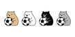 Bear polar icon football soccer ball sport vector teddy sitting pet cartoon character logo symbol illustration clip art isolated design