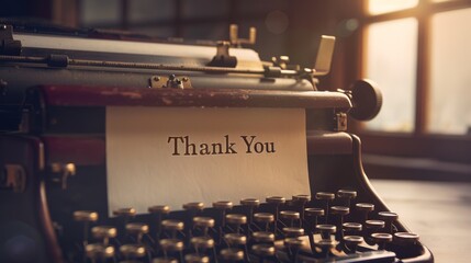 Poster - Vintage Typewriter with Thank You Note