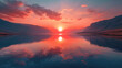 © AlexanderD - the sun is setting over a lake with mountains in the background