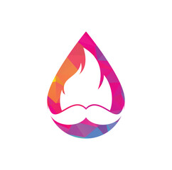 Sticker - Moustache fire vector logo design template. Mustache fire and drop icon design