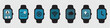 Smart Watch Icon Set - Different Vector Illustrations - Isolated On Transparent Background