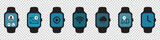 Fototapeta Natura - Smart Watch Icon Set - Different Vector Illustrations - Isolated On Transparent Background