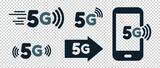 Fototapeta Natura - Wireless Technology 5G Icons Set  - Different Vector Illustrations Isolated On Transparent Background