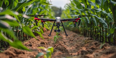 Poster - Drone with Multispectral Imaging Flying Over Cornfield to Analyze Plant Health and Variations