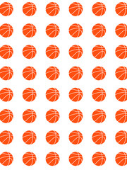 Pattern of orange basketballs against white background