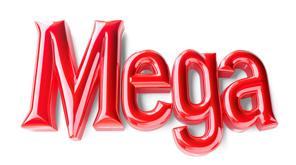 Wall Mural - 3D letter MEGA in red on a transparent background