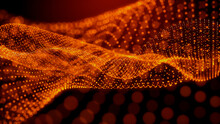 Data Transfer Concept. Orange, Futuristic Digital Style. 3D Render.
