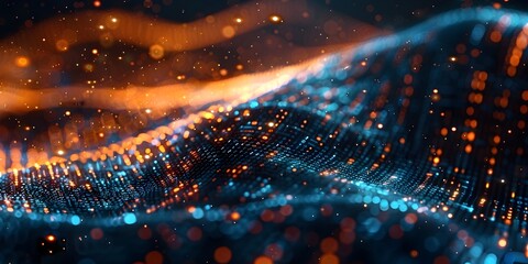 Poster - flowing river of digital data symbolizing high speed data transfer and technological advancement