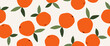 Vector flat illustration. Orange with leaves on a light background. Seamless background for your design. Ideal for advertising, packaging, textiles or posters.