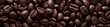 wallpaper of coffee beans, seamless pattern. Numerous brown, perfectly shaped and detailed coffee beans arranged in neat rows.