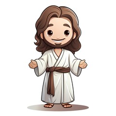 Wall Mural - Jesus Christ cartoon character. Vector illustration isolated on a white background.