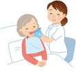 歯科検診を受ける寝たきりの高齢者　訪問医療