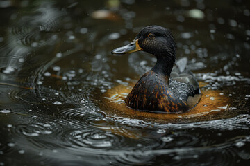 Poster - An image capturing the oily sheen on a duckâ€™s feathers, highlighting the waterproofing that allows