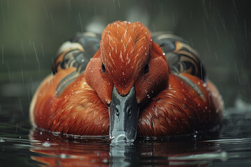 Poster - An image capturing the oily sheen on a duckâ€™s feathers, highlighting the waterproofing that allows