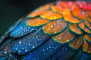 Poster - An image focusing on the delicate structure of a birdâ€™s feather, where the barbs and barbules form