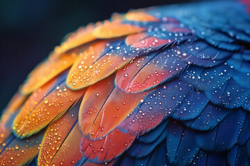Poster - An image focusing on the delicate structure of a birdâ€™s feather, where the barbs and barbules form