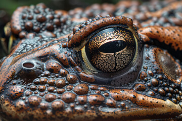 Poster - A detailed shot of the rough, bumpy skin of a toad, the texture emphasized to show the variety of bu