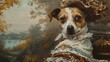 Terrier dressed as a royal forest Scene Oil painting baroque Style