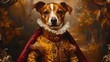 Terrier dressed as a royal forest Scene Oil painting baroque Style