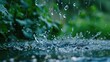 Rainwater drop close-up. Generative AI