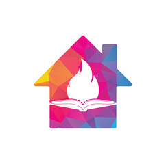 Sticker - Book fire home shape vector logo design. Motivation book vector logo design template.