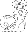 Outlined Cute Snail Cartoon Character. Vector Hand Drawn Illustration Isolated On Transparent Background