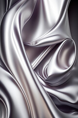 Wall Mural - Silver abstract shiny plastic silk or satin wavy background.