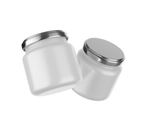 Jar with metal lid blank template 3d illustration.