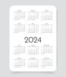 Calendar 2024 year. Calender template. Week starts Sunday. Pocket wall yearly organizer with 12 month in English. Vector illustration. Scheduler layout in simple design. Portrait orientation, A4.