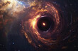 Generative ai on theme of black hole in deep space, universe filled with bright small stars