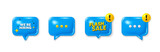 Fototapeta Londyn - Offer speech bubble 3d icons. We are hiring tag. Recruitment agency sign. Hire employees symbol. Hiring chat offer. Flash sale, danger alert. Text box balloon. Vector