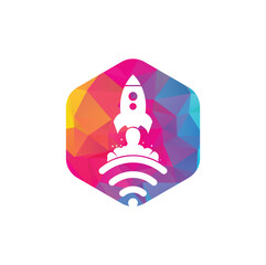 Canvas Print - Wifi Rocket vector logo design. Wifi signal symbol and rocket design vector.