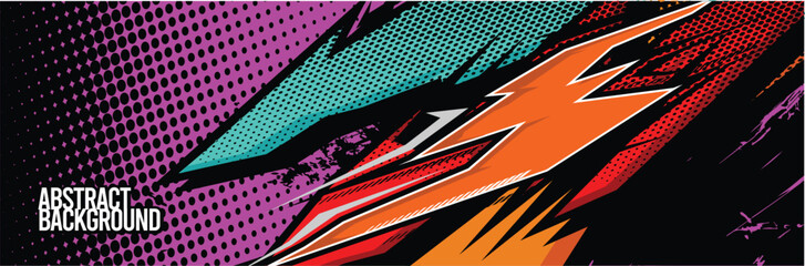 Wall Mural - Car wrap decal designs. Abstract racing and sport background for racing livery or daily use car vinyl sticker. Vector eps 10.